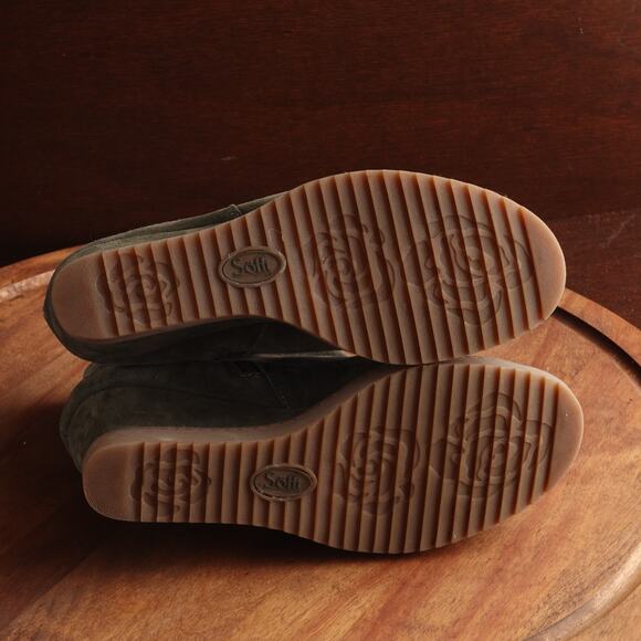 Sofft Boots Womens Size 10M Green Siri Suede Ankle Wedge Casual Preppy Side Zip - Picture 9 of 14